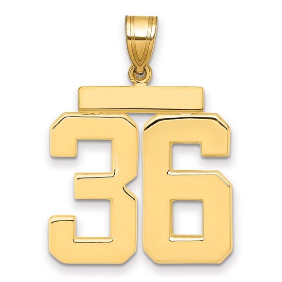 14k Yellow Gold Athletic Collection Large Polished Number 36 Pendant